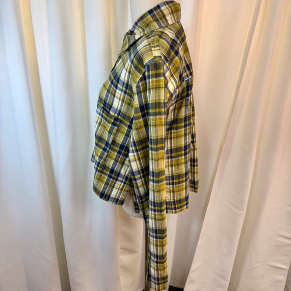 NWT Back Beat Co. ‘Plaid Boxy Cropped Shirt’ in “Gold Plaid” Size Large - Picture 9 of 16